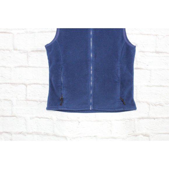 LL Bean Blue 100% Polyester Fleece Zip Up Vest Size M - Picture 3 of 9